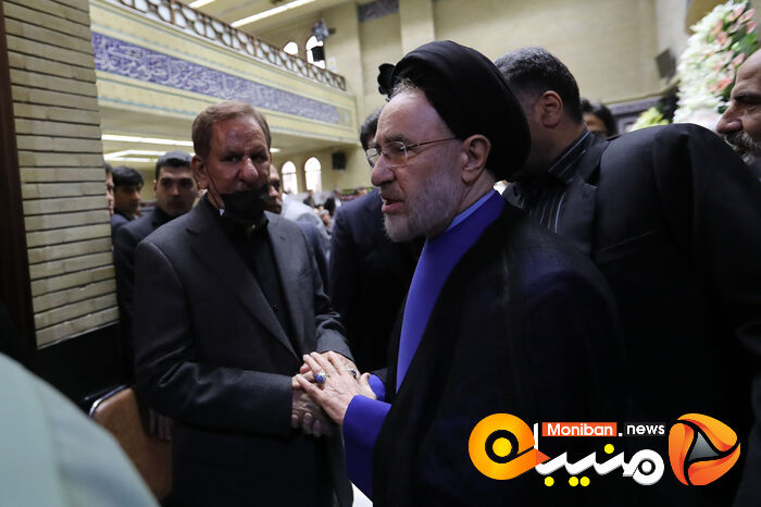 گزارش تصویری| حضور خاتمی، روحانی، خمینی و لاریجانی در مراسم ختم والده اسحاق جهانگیری